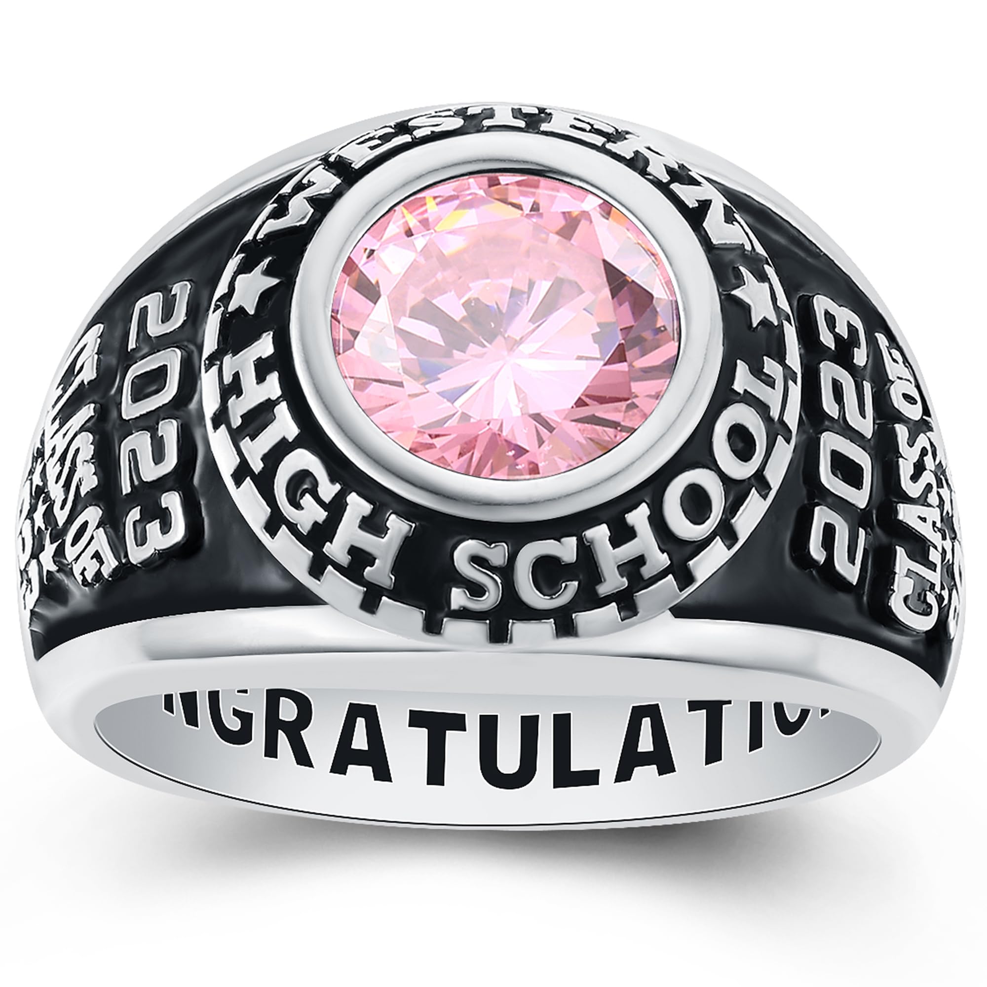 Custom Personalized Class Rings for Men & Women - Gold Plated & Sterling Silver High School & College Rings (Size 5-15) - Perfect for Graduation Gifts, Alumni Reunions & School Spirit Events