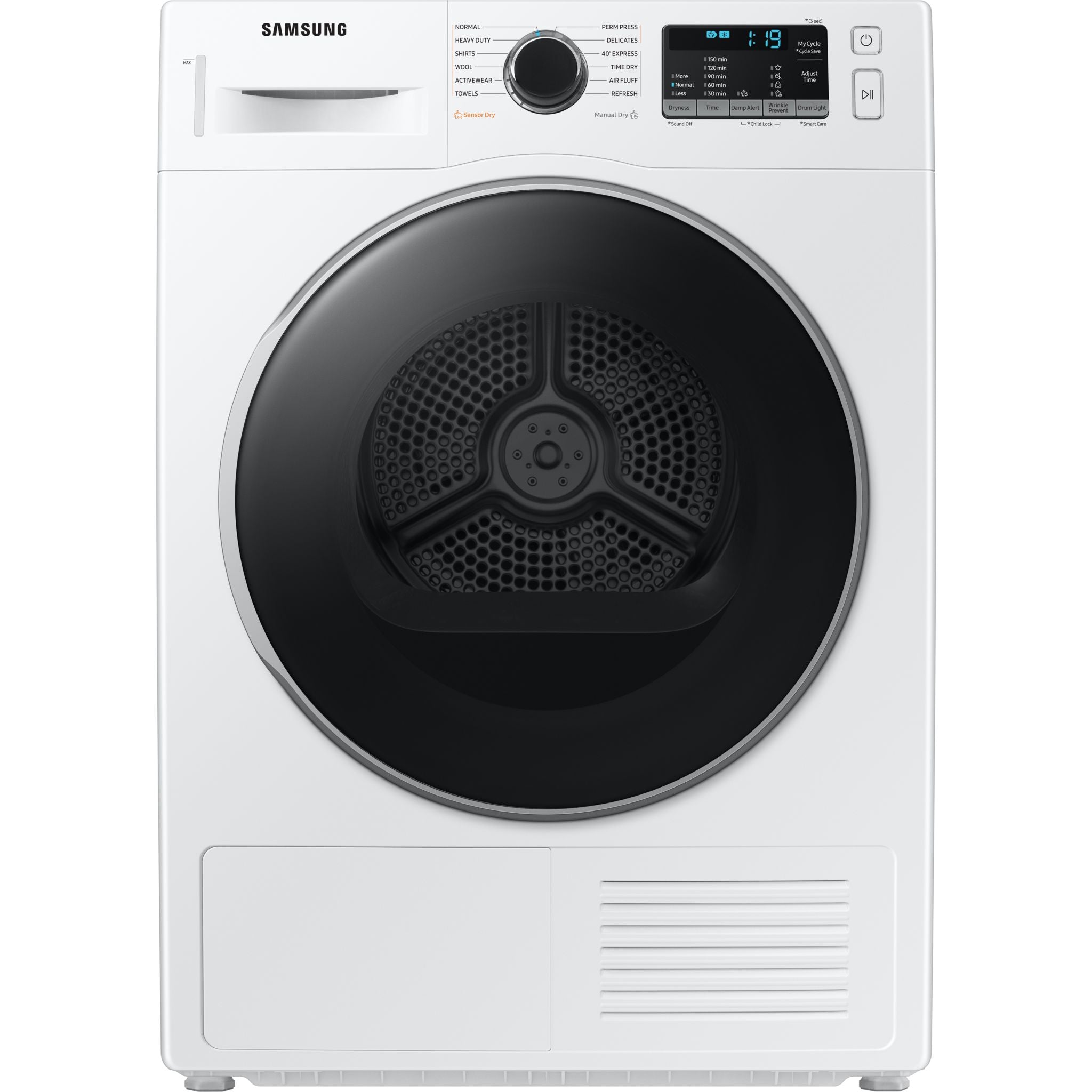 Samsung DV25B6800HW Front Load Electric Dryer - 7.5 Cu. Ft. Capacity, White | Energy Efficient Laundry Appliance for Home & Apartment Use