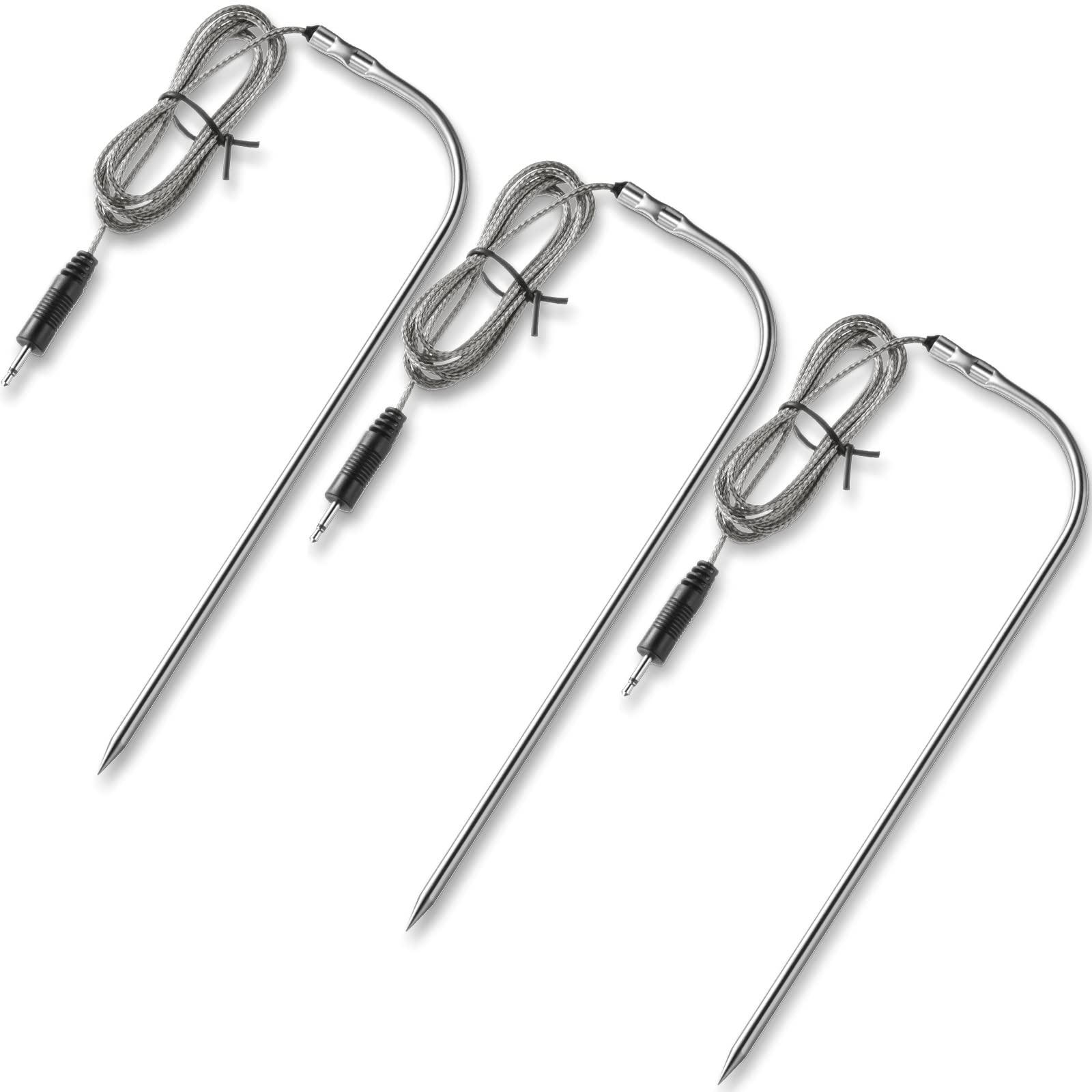 3-Piece Waterproof Meat Temperature Probe Set for BBQ, Pellet Grill - 2.5mm Plug Replacement | Perfect for Smoking, Grilling & Sous Vide Cooking