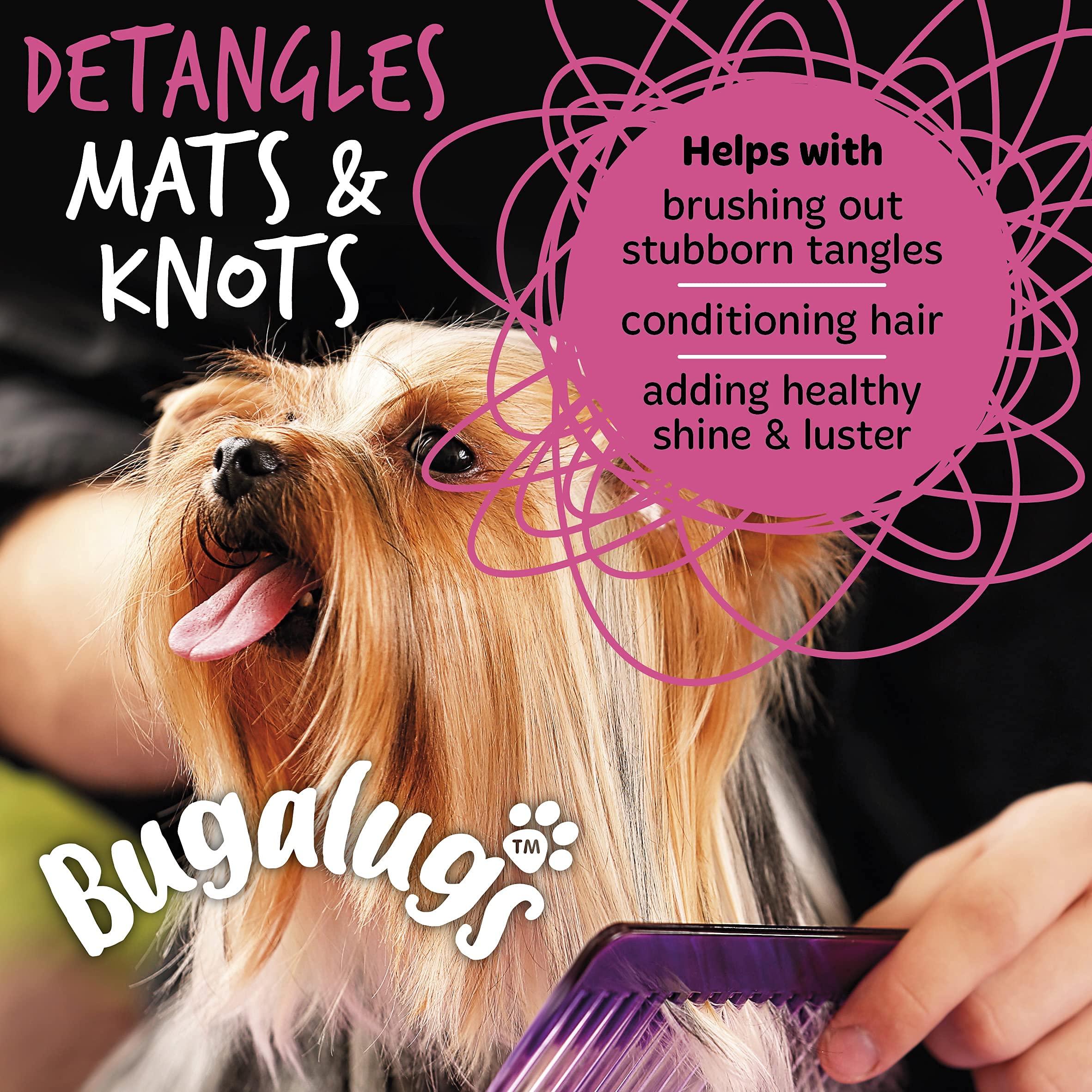 BUGALUGS Baby Fresh Dog Detangler Spray - 200ml Professional Dog Grooming Spray with Baby Powder Scent | Tangle-Free Hair Conditioner for Puppies & Dogs | Perfect for Daily Grooming, Show Prep & Post-Bath Care