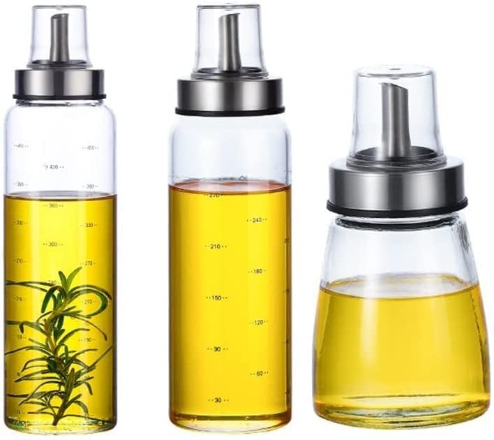 Premium High Borosilicate Glass Oil Bottle - Leak-Proof Soy Sauce & Vinegar Dispenser - Durable Kitchen Storage Container for Cooking & Seasoning (Clear, 1 Set) - Perfect for Home Kitchens, Restaurants & Gourmet Cooking
