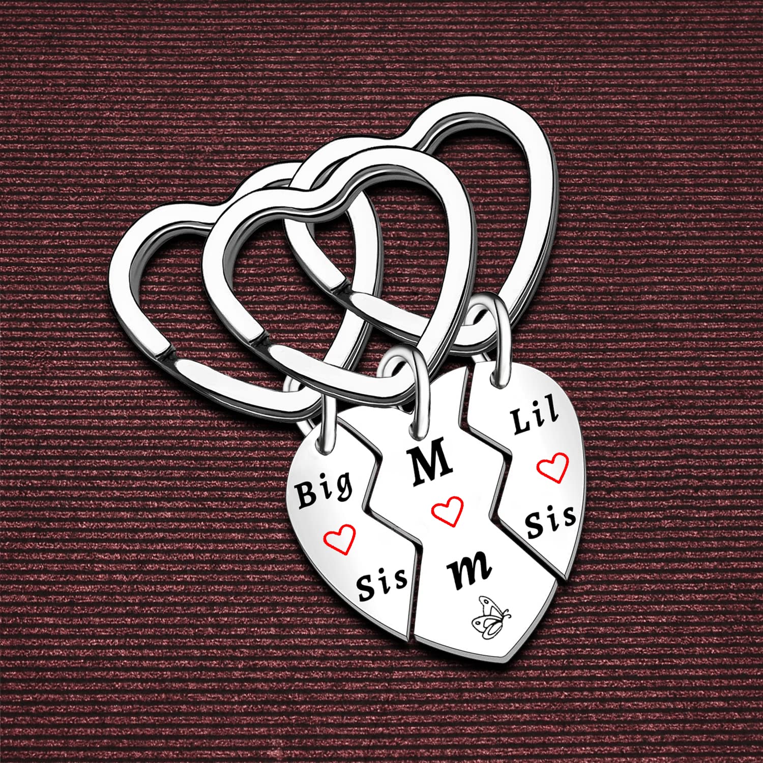 3PCS Mother Daughter Sister Keychain Set - Heartfelt Birthday Gift for Mom, Big Sis & Little Sis - Personalized Key Ring for Mum - Perfect for Mother's Day, Christmas & Family Celebrations