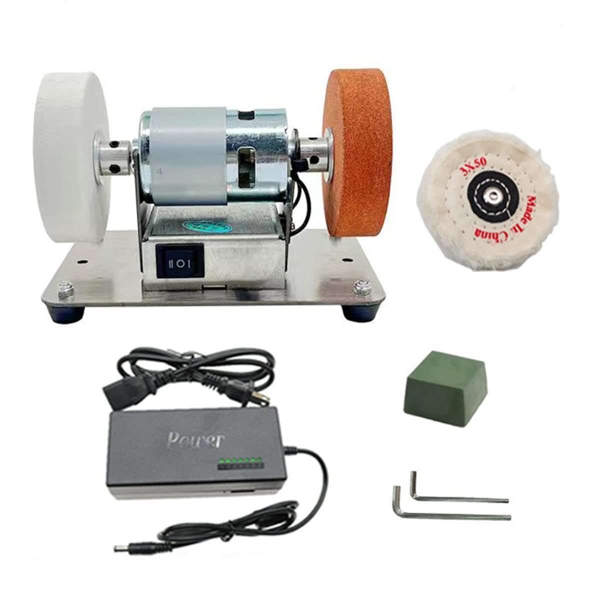 120W 7-Speed Adjustable Bench Grinder with 4-Inch Double Sander & Polishing Wheel Set - Professional Table Top Grinding Tool for Sharpening, Polishing Metal, Wood & DIY Projects - Perfect for Home Workshops, Garage & Metalworking