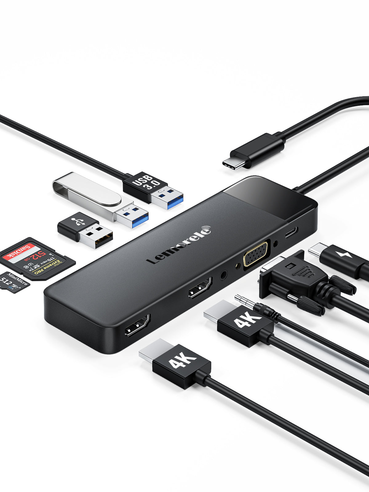 LEMORELE™ TC94 10-in-1 USB C Docking Station with Triple Display Support - Perfect for Home Office, Gaming & Multi-Tasking Workspace Setup