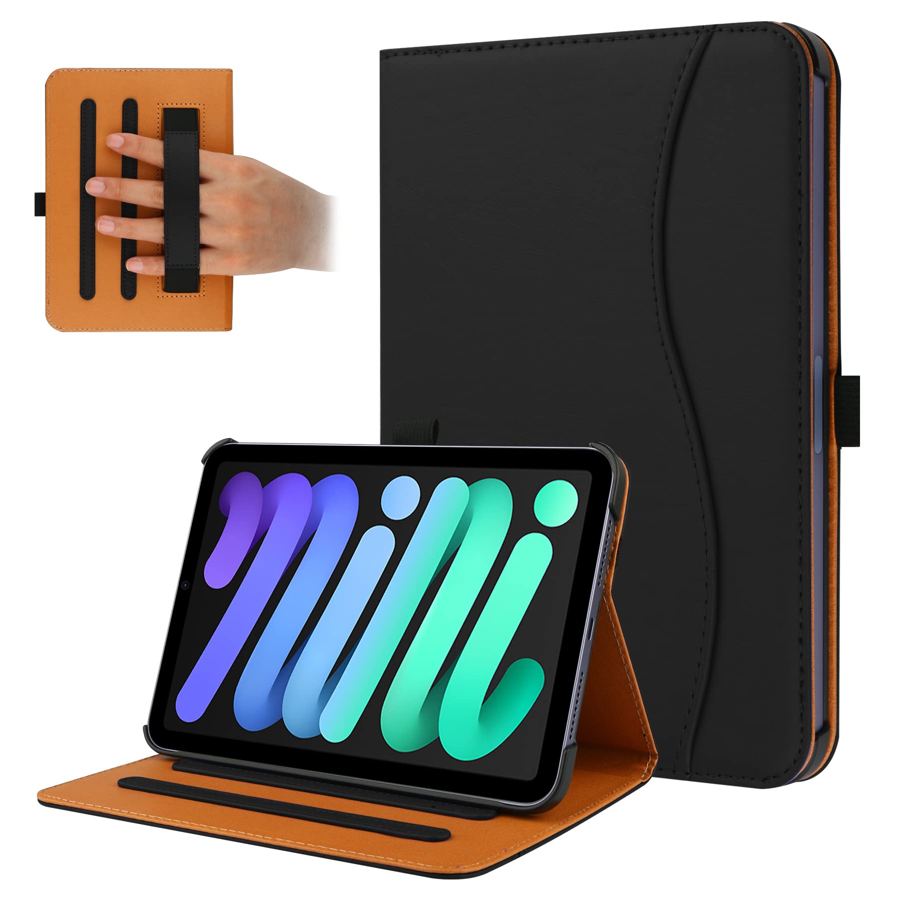 Premium PU Leather Folio Stand Case for iPad Mini 6th Gen (8.3 Inch 2021) - Multi-Angle Viewing, Auto Wake/Sleep, Protective Cover (Black) | Perfect for Work, Travel & Entertainment