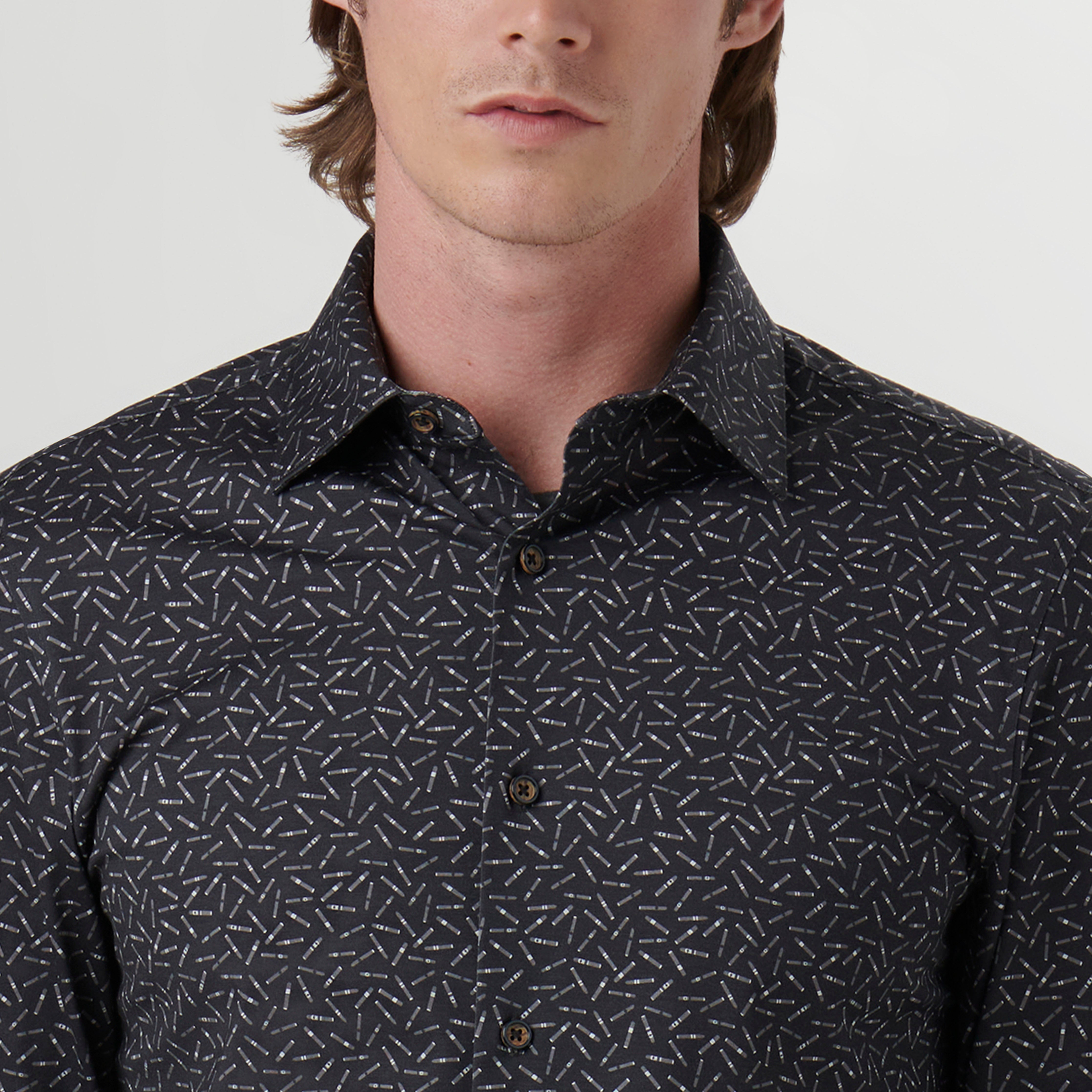 James Cigar Print Cotton Shirt for Men - Stylish Casual Button Down Shirt for Summer, Travel & Outdoor Activities