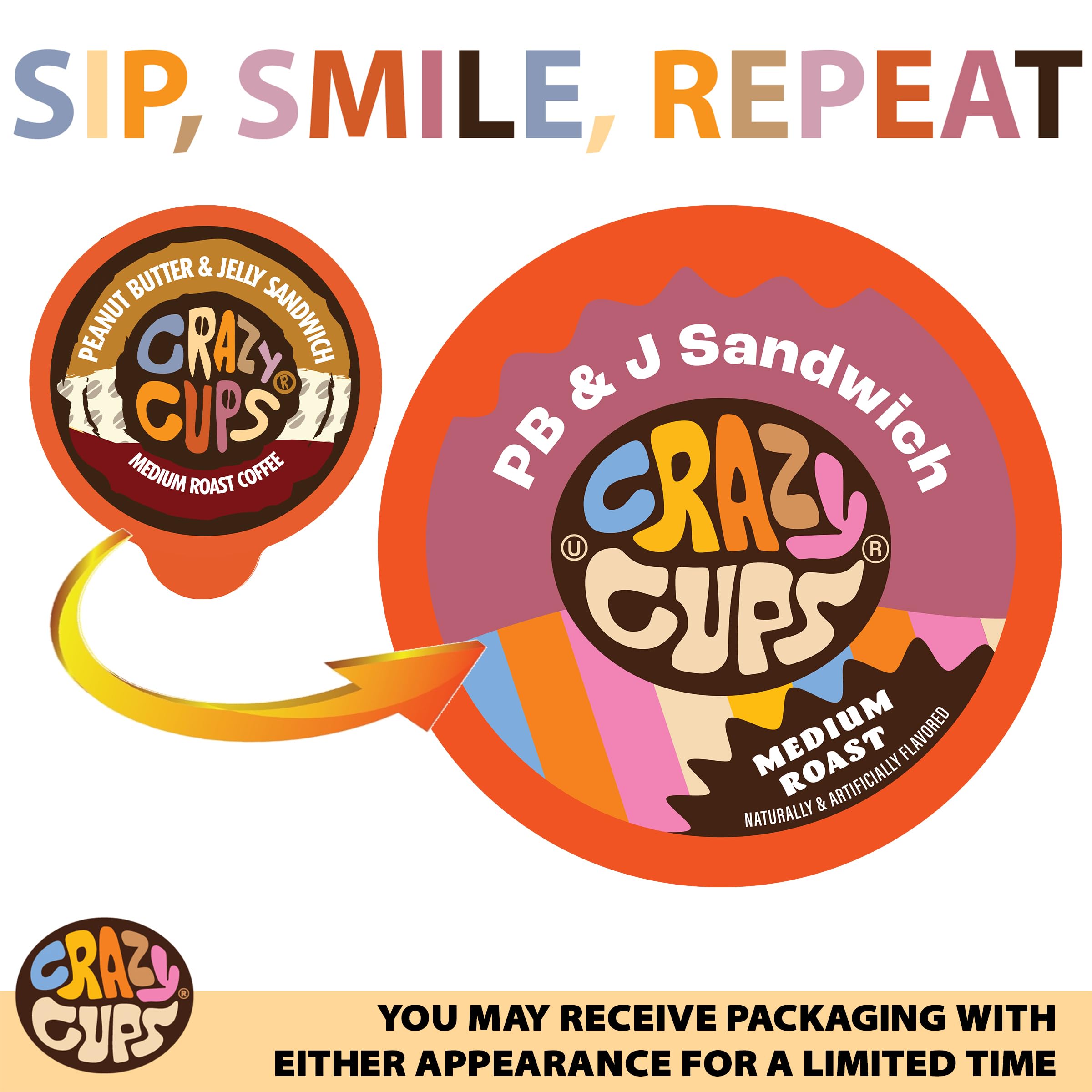 Peanut Butter & Jelly Sandwich Flavored Coffee K-Cups for Keurig - 22 Single Serve Recyclable Pods | Hot or Iced Drinks | Perfect for Breakfast, Office & Home Brewing