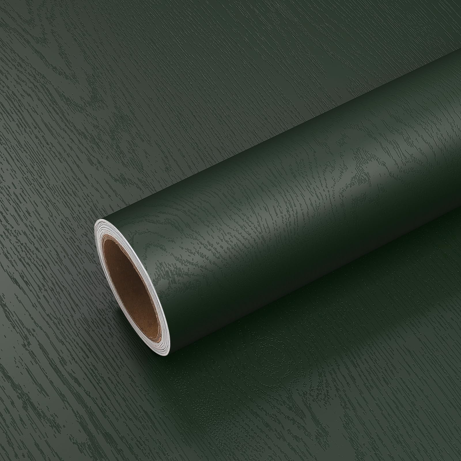 VEELIKE 15.7''x118'' Vintage Dark Green Wood Peel and Stick Wallpaper - Waterproof Self-Adhesive Wood Grain Vinyl Wrap for Cabinets, Countertops, Kitchen Furniture, Shelves - Perfect for DIY Home Decor & Renovation Projects