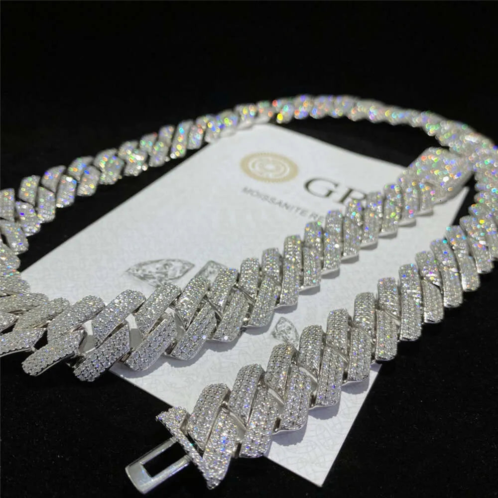 18K Gold Moissanite Cuban Link Tennis Chain Necklace for Men - Iced Out Hip Hop Jewelry Gift for Birthday, Anniversary & Special Occasions