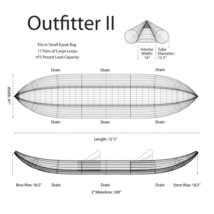 AIRE Outfitter II Inflatable Kayak - Lightweight & Portable 2-Person Kayak for Camping, Fishing & River Adventures
