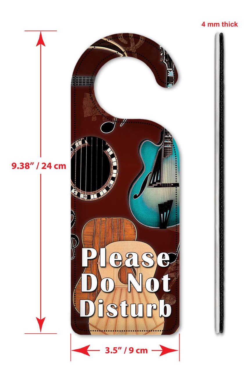 Hand-Painted Do Not Disturb Door Hanger Sign with Guitar Art - Premium Ceramic Plaque for Hotel Rooms, Bedrooms & Offices - Inspired by Dan Morris Photography