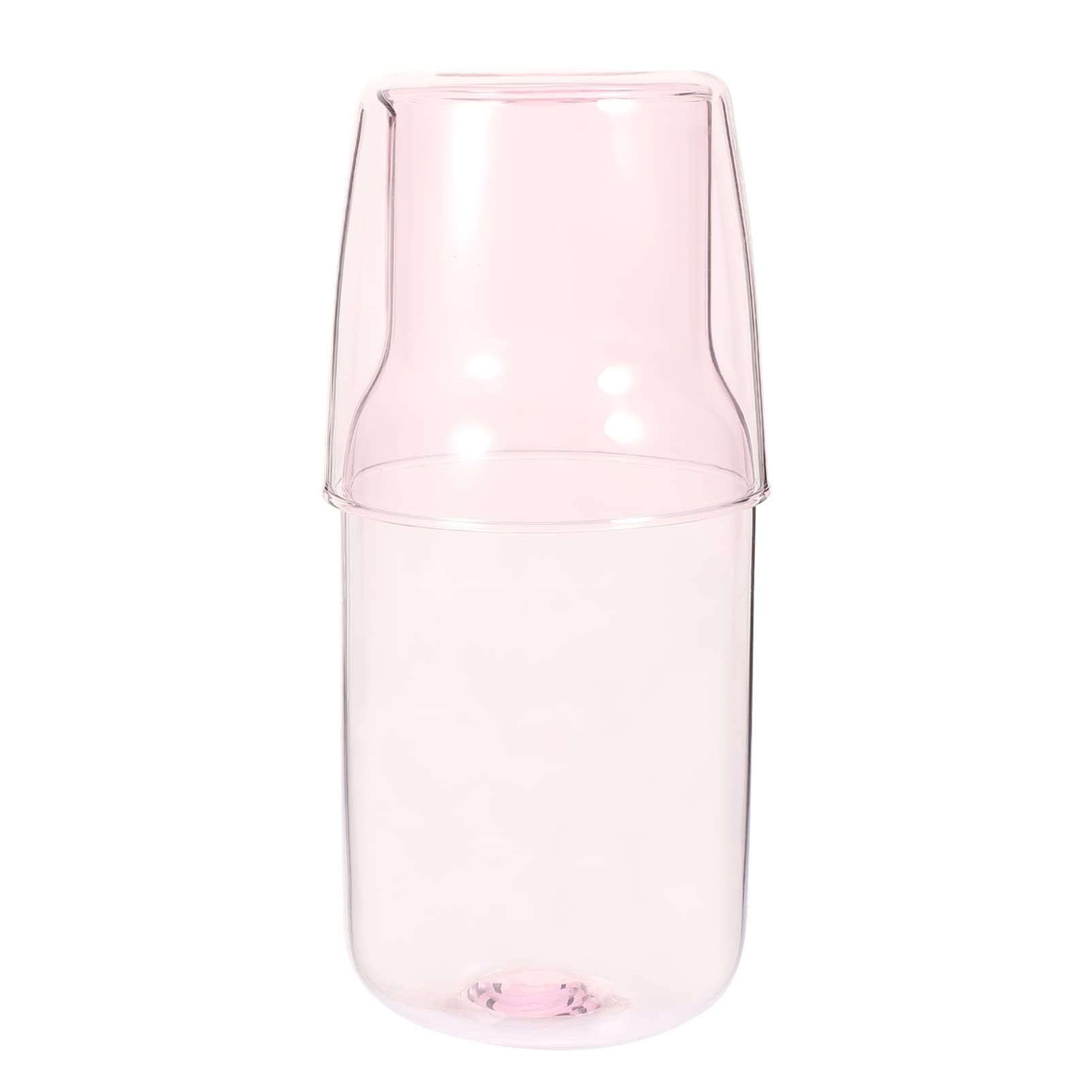 DOITOOL Pink Nightstand Water Set - 520ml Glass Pitcher with Tumbler for Bedside, Perfect for Water, Iced Tea, Lemonade & Juice - Ideal for Bedroom, Office, or Gift