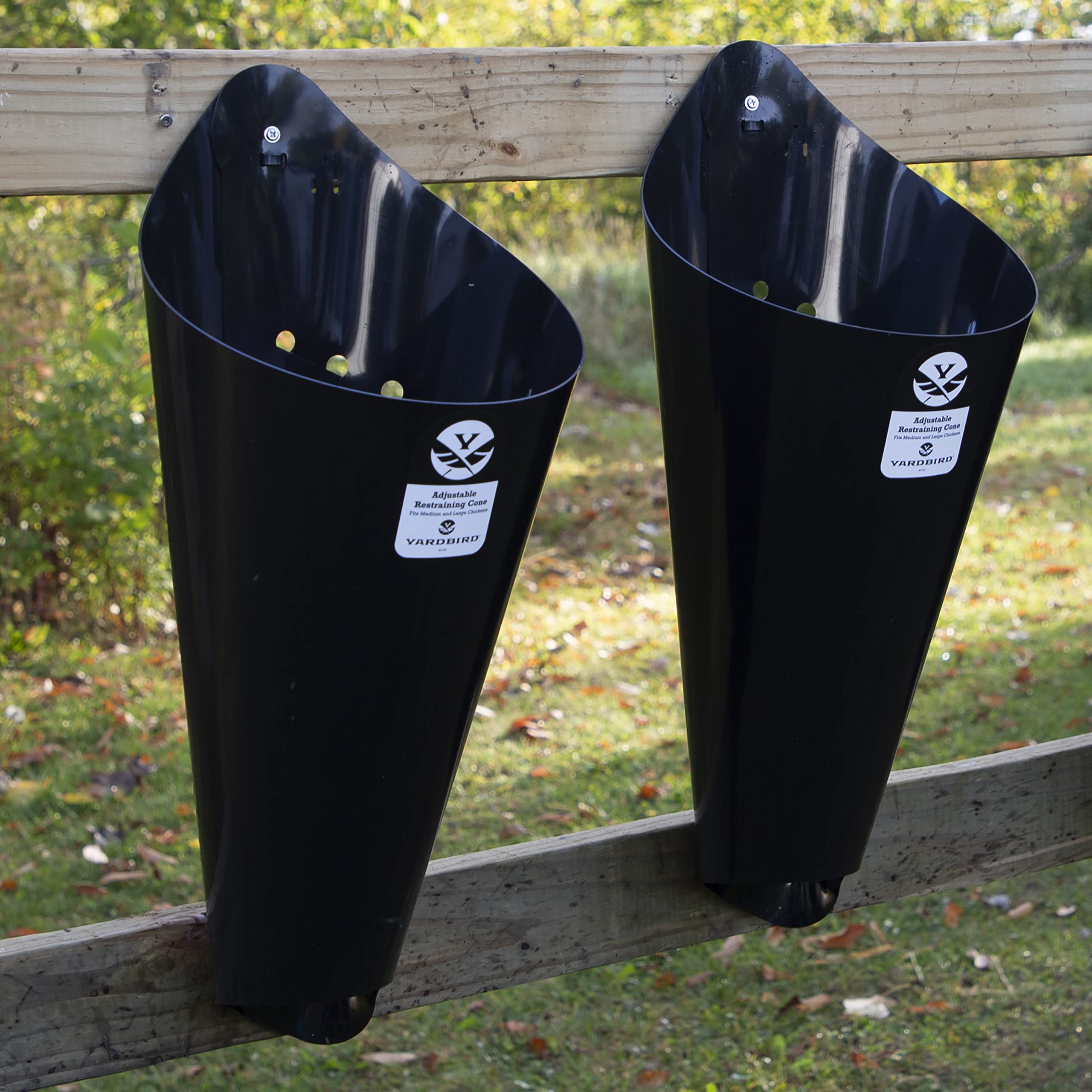 Yardbird Adjustable Restraining Cones for Dogs - 2 Pack Heavy Duty Plastic Pet Training Cones with 2 Size Settings & Mounting Holes - Easy Clean Composite Material - Perfect for Grooming, Vet Exams & Obedience Training