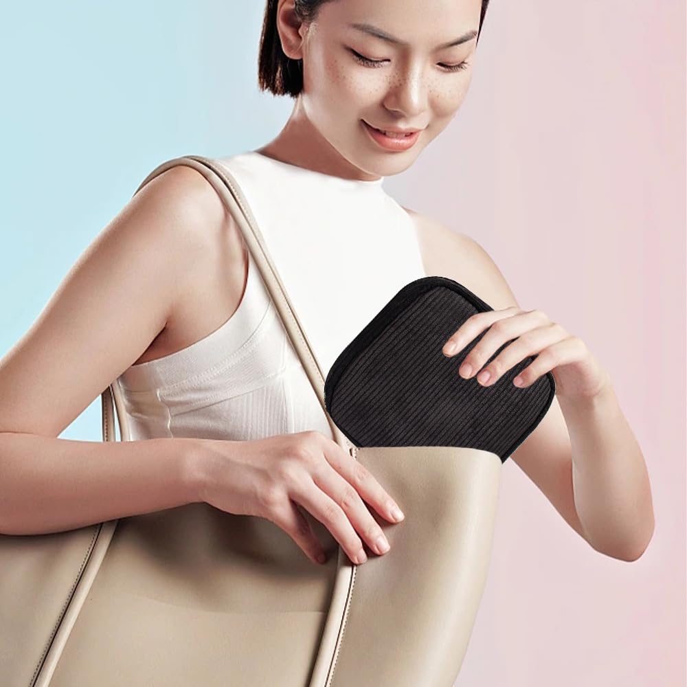 Cute Mini Corduroy Makeup Bag for Women - Small Travel Cosmetic Pouch & Toiletry Organizer - Perfect for Purse, Cosmetics, Jewelry, Headphones Storage - Ideal for Travel, Gym, Daily Essentials