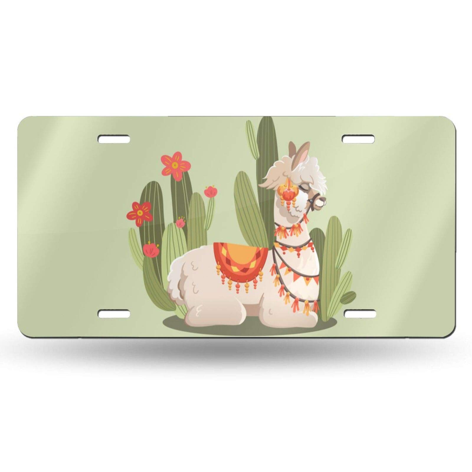 Vintage Llama & Cactus Metal License Plate Cover - 6x12 Inch Rustic Car Tag for Trucks, SUVs - Unique Auto & Home Decor Gift for Men & Women - Perfect for Southwest Style Vehicles, Dorm Rooms & Cabin Wall Art