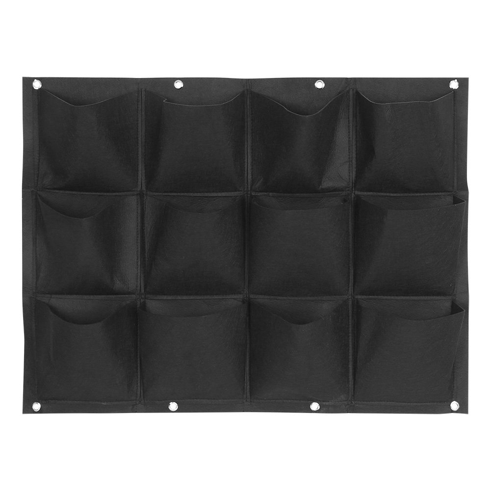 SH-RuiDu 12-Pocket Vertical Hanging Planter Bag for Home Garden, Balcony & Wall - Black Color | Perfect for Growing Flowers, Herbs & Small Plants Indoors & Outdoors