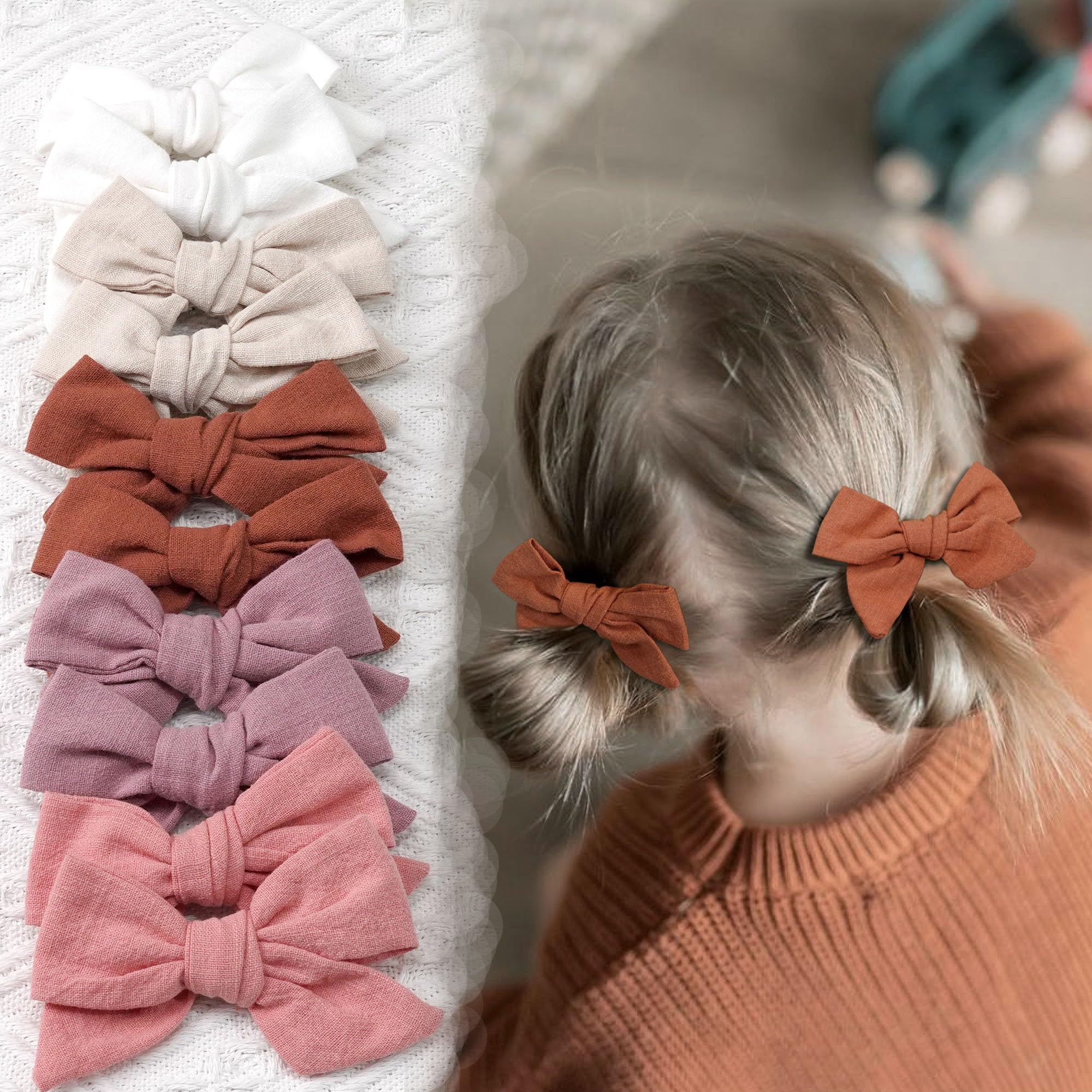 20Pcs Linen Hair Bows with Alligator Clips for Girls - CÉLLOT Baby Toddler Kids Teen Hair Accessories (Pink) | Perfect for School, Parties, Holidays & Everyday Wear