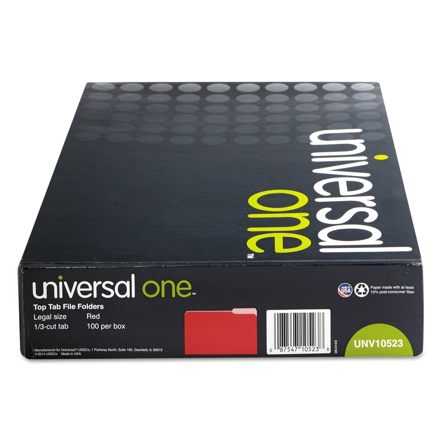 Universal 10523 File Folders - 1/3 Cut One-Ply Top Tab Legal Size - Red & Light Red (100/Box) - Perfect for Office Organization, Document Filing & Home Office Use