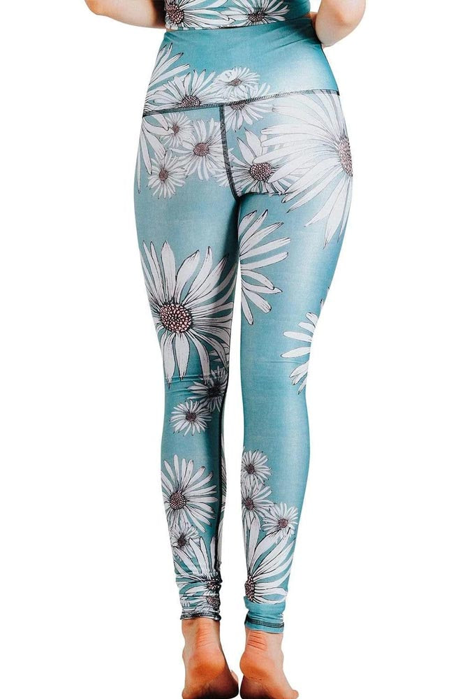 Flower Child Printed Yoga Leggings for Women - High Waisted Stretchy Workout Pants for Yoga, Gym & Running - Boho Floral Design Activewear