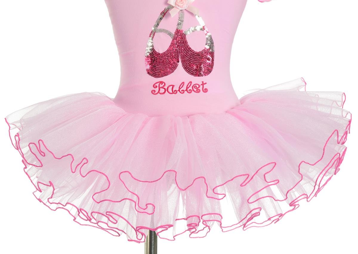 Sparkly Pink Ballet Tutu Dress with Sequined Ballerina Shoes for Toddler Girls - Fancy Dance Costume for Recitals, Performances & Special Occasions