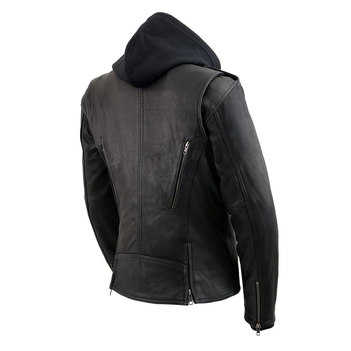 Milwaukee Leather MLL2575 Women's Black Leather Vented Motorcycle Jacket with Removable Hoodie - Perfect for Riding, Commuting & Outdoor Adventures