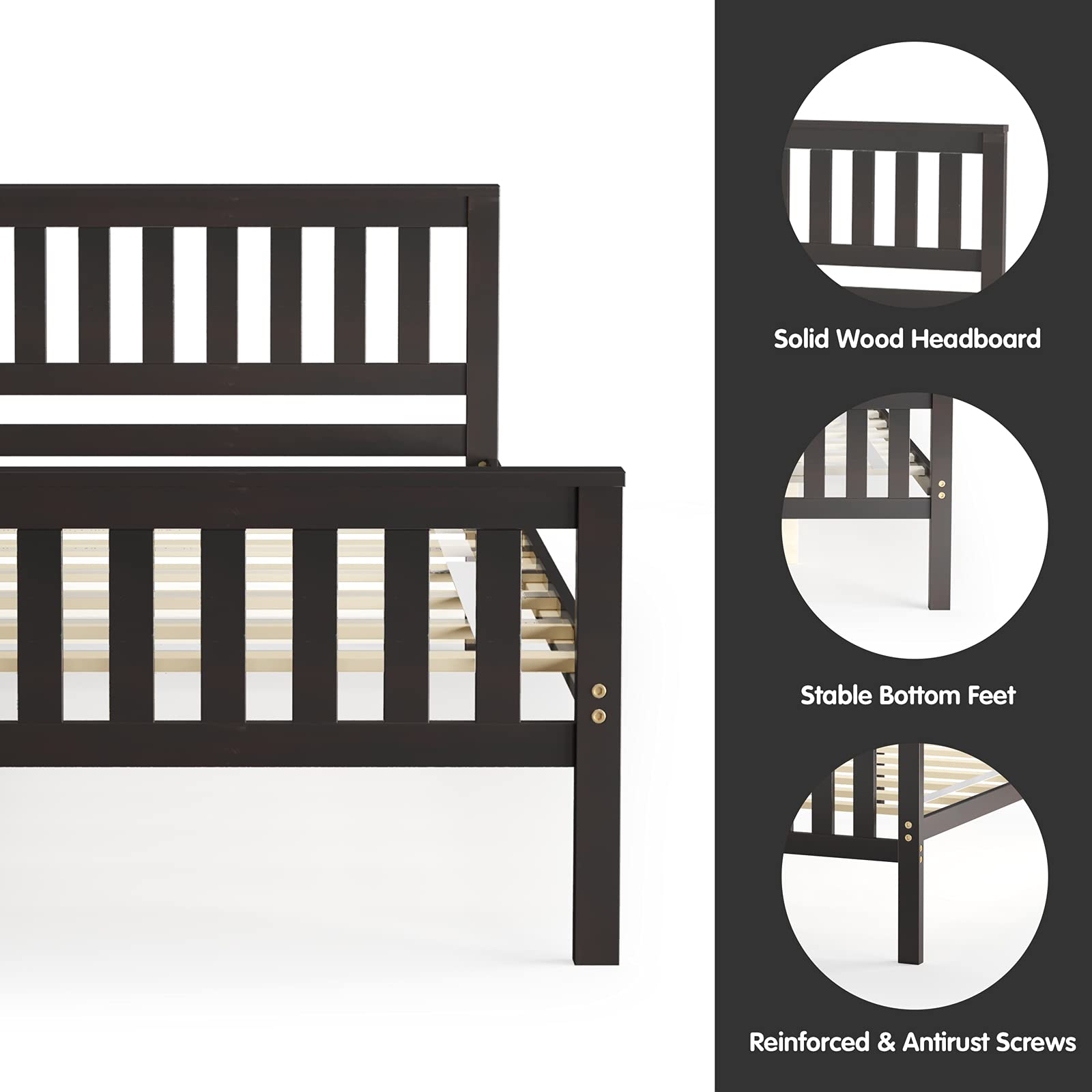 Giantex Twin Bed Frame with Headboard - 12 Inch Sturdy Wood Platform Bed Base, Wood Slat Support, No Box Spring Needed, Easy Assembly - Perfect for Guest Rooms, Dorms & Small Spaces