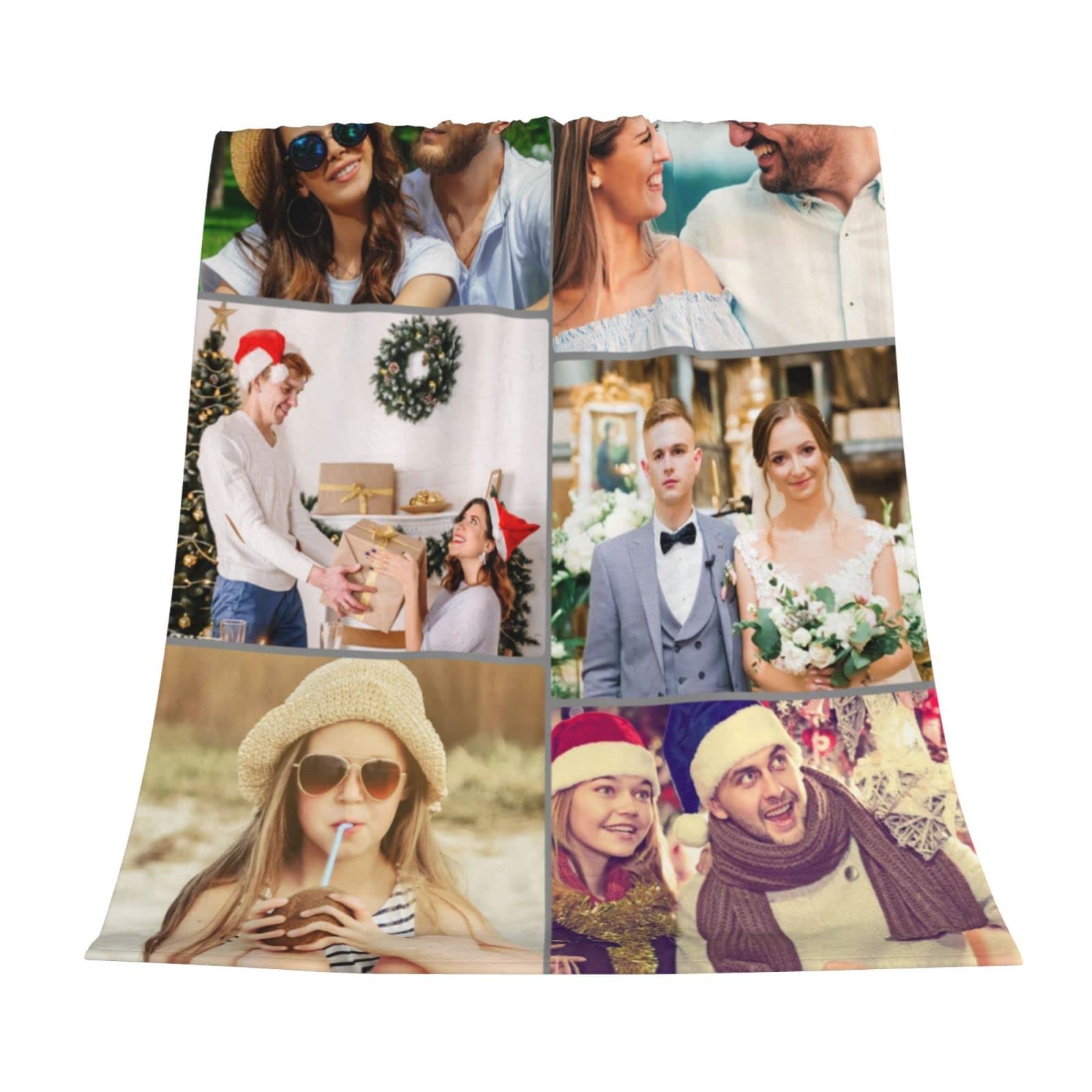 Custom Photo Blanket with Text - Personalized Picture Collage Fleece Blanket for Adults, Kids & Family - Pet Blankets for Dogs & Cats - Perfect Birthday, Christmas & Halloween Gift (60