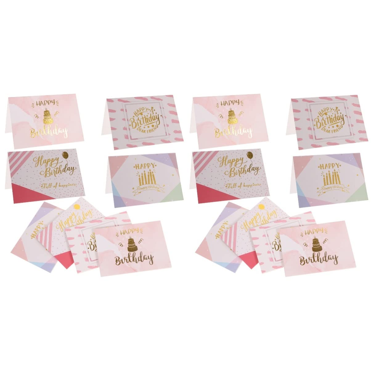 80 Pcs Happy Birthday Greeting Cards Set - Gold Foil Birthday Blessing Cards for Party Decorations, Invitations & Celebrations