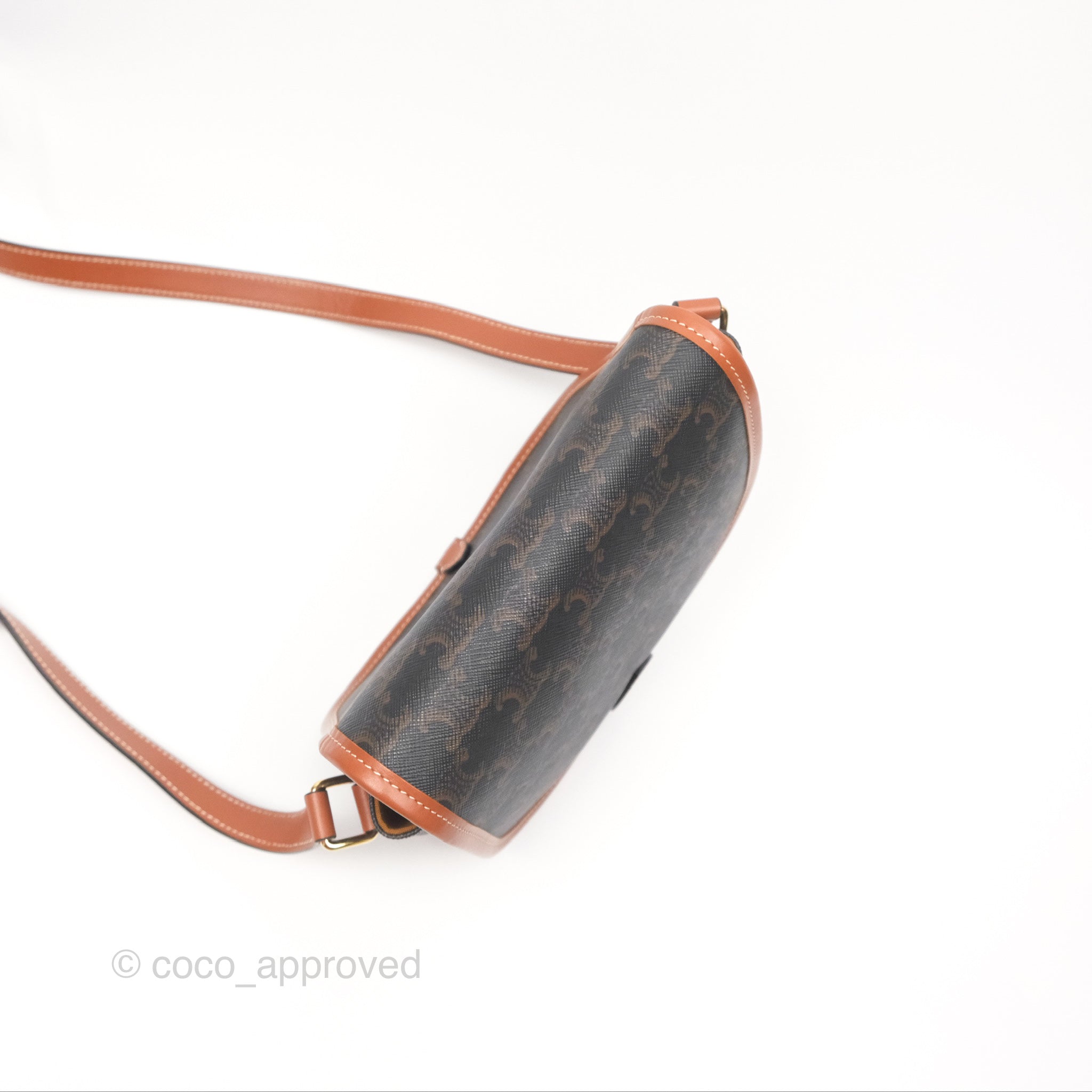Celine Medium Triomphe Canvas Folco Bag in Tan - Luxury Crossbody Handbag for Women, Perfect for Work, Travel & Everyday Use