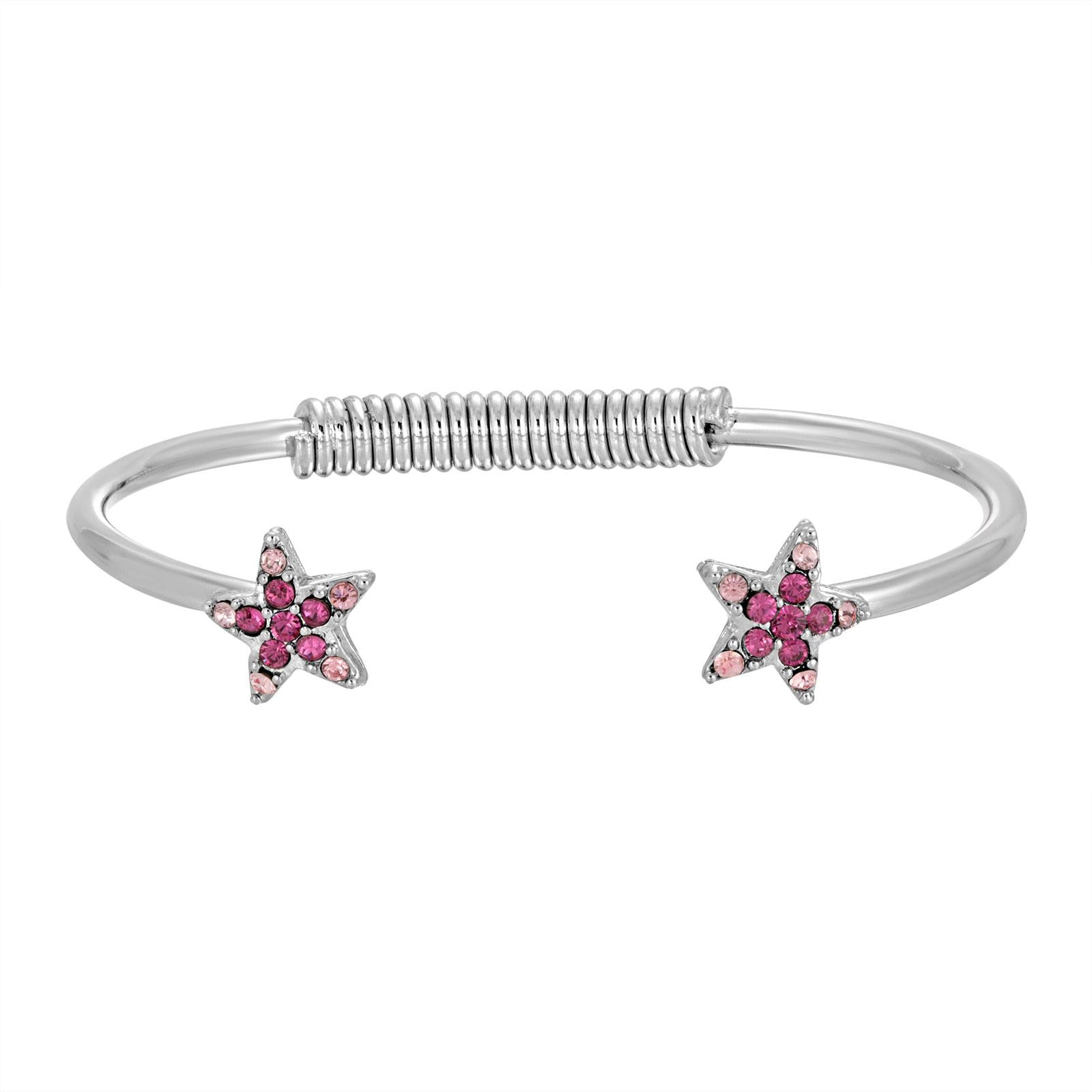 1928 Jewelry Austrian Crystal Star Spring Cuff Bracelet - Elegant Fashion Bracelet for Women, Perfect for Parties, Weddings & Special Occasions