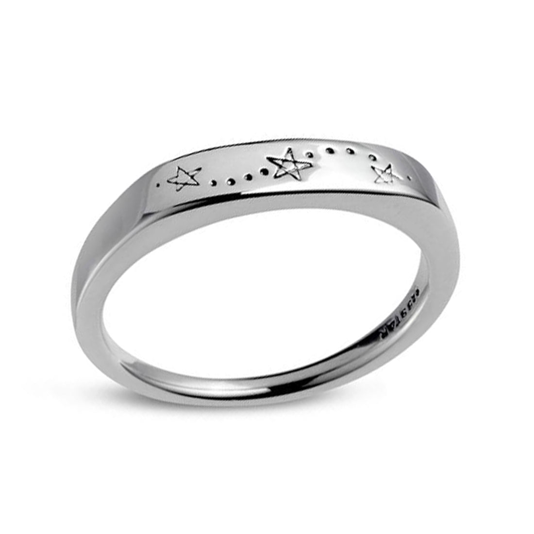 Tri Star Signet Ring for Men & Women - Vintage Silver Stainless Steel Pinky Ring - Zodiac & Astrology Jewelry Gift for Birthday, Anniversary - Perfect for Daily Wear & Special Occasions
