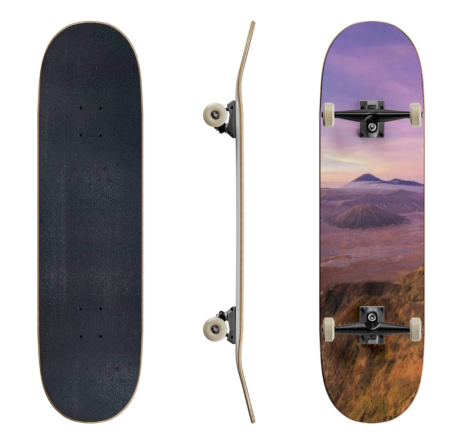 EFTOWEL Sunrise at Bromo Volcano Indonesia Skateboard - Classic Concave Longboard for Beginners & Pros | Extreme Sports Gear, Cool Teen Gifts for Skate Parks & Street Riding