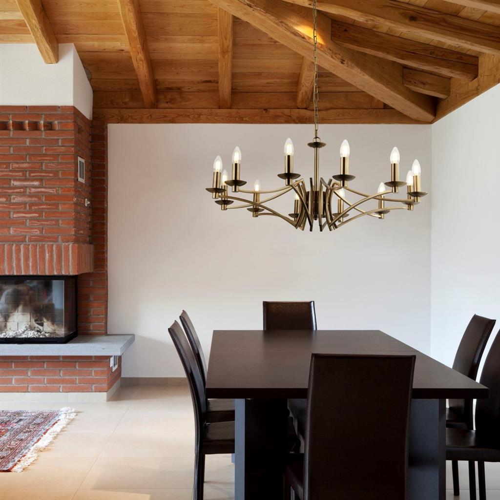 6/8 Light Ascot Multi-Arm Pendant Light Fixture in Antique Brass & Chrome Finish - Perfect for Dining Room, Kitchen Island, or Entryway Lighting