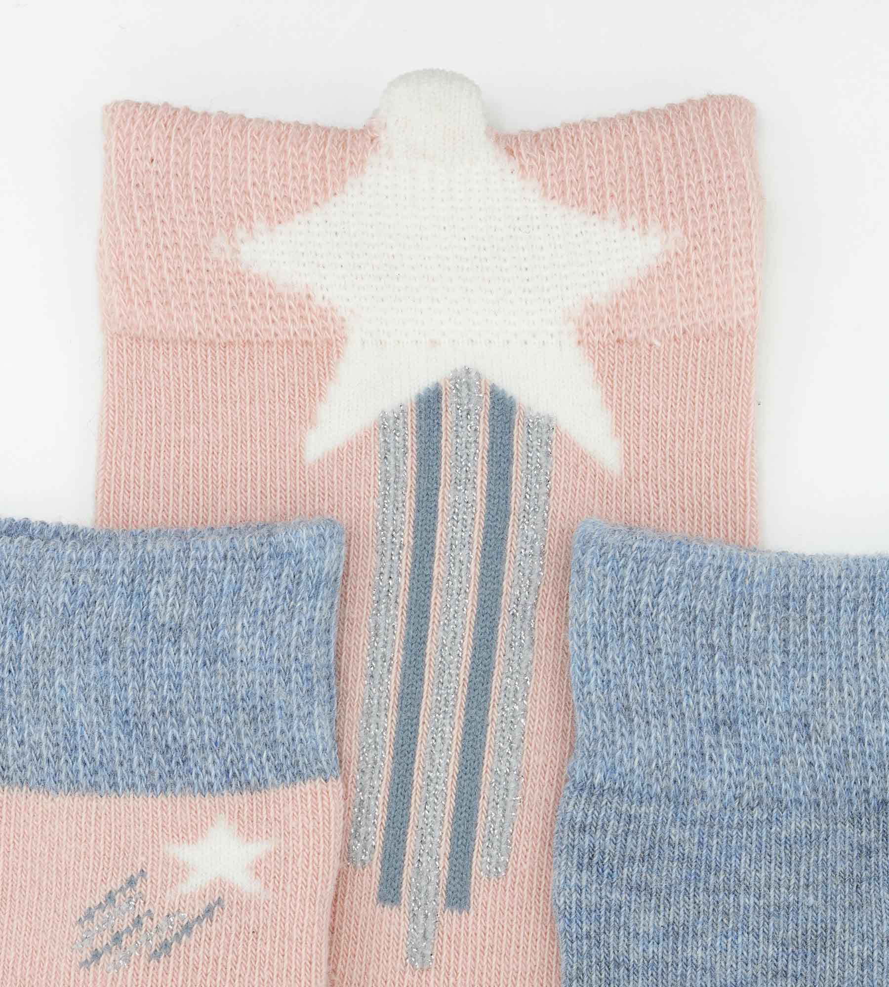 3 Pairs Kids Star Denim Rose Cotton Socks - Soft & Comfortable for Everyday Wear, School, and Playtime