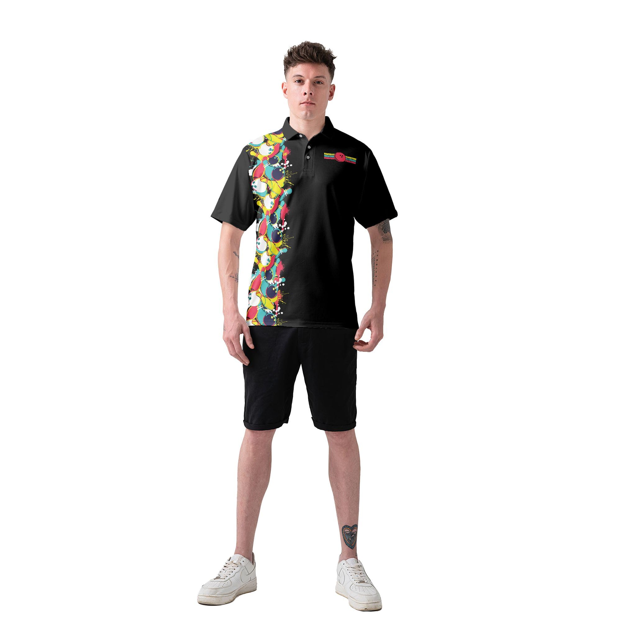 HYPERFAVOR Smart Bowling Polo Shirts for Men - Breathable Short Sleeve Performance Polo Set of 2 - Perfect for Bowling Tournaments, Golf Outings & Casual Summer Wear