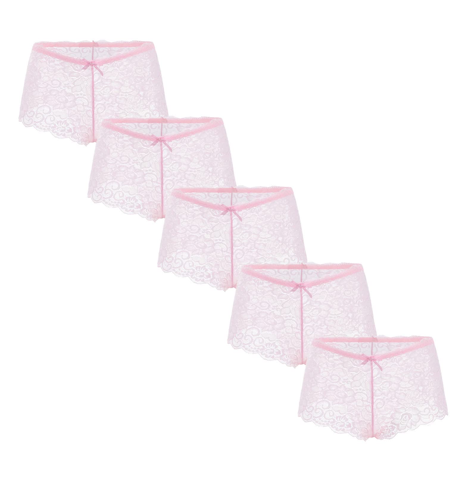 Sexy Lace Boxer Underwear for Women - 5-Pack Seamless Bikini Panties, Soft Thong & Brief Assortment | Comfortable Daily Wear & Special Occasion Lingerie