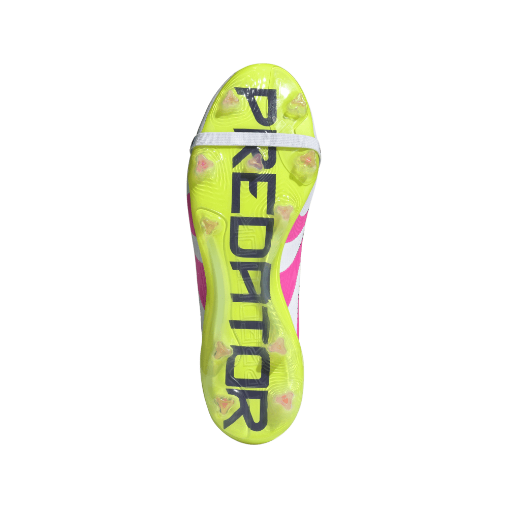 Adidas Predator Elite FG Soccer Cleats - Fold Over Tongue Design, Cloud White/Lucid Pink/Lucid Lemon - Perfect for Competitive Matches & Training Sessions