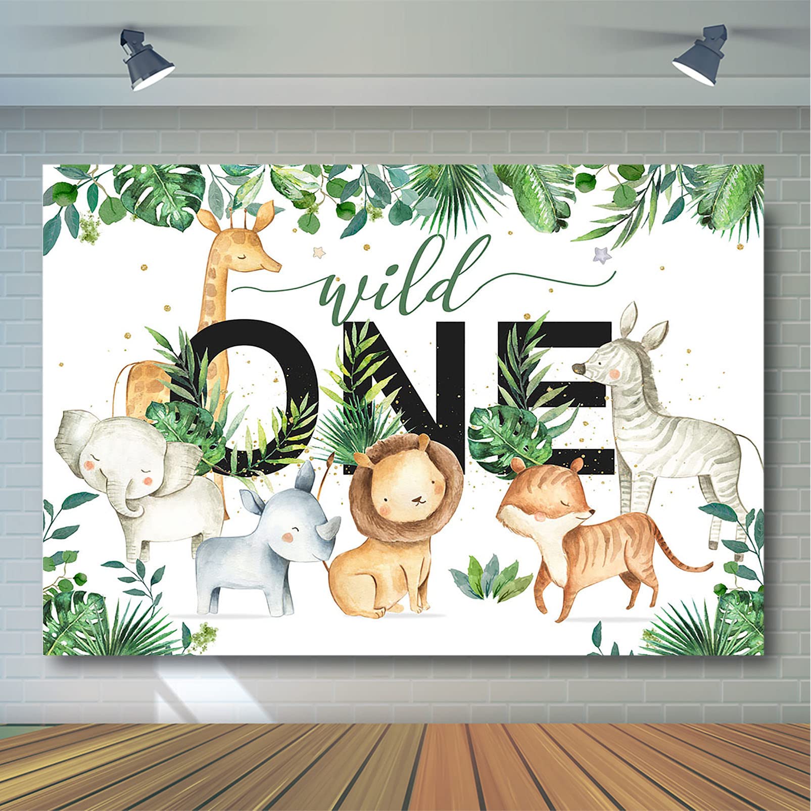 Avezano Wild One Safari Backdrop for Boys 1st Birthday Party Decorations - Jungle Animals Theme Photography Background for Photoshoot (7x5ft Green) - Perfect for Baby Showers, First Birthday Photos, and Jungle-Themed Events