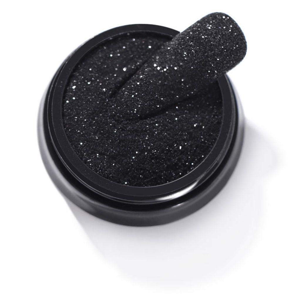 Holographic Black Nail Glitter Powder - Shimmering Sugar Effect Nail Art Decoration for Manicure, DIY Crafts & Nail Designs - Perfect for Parties, Salons & Home Nail Art