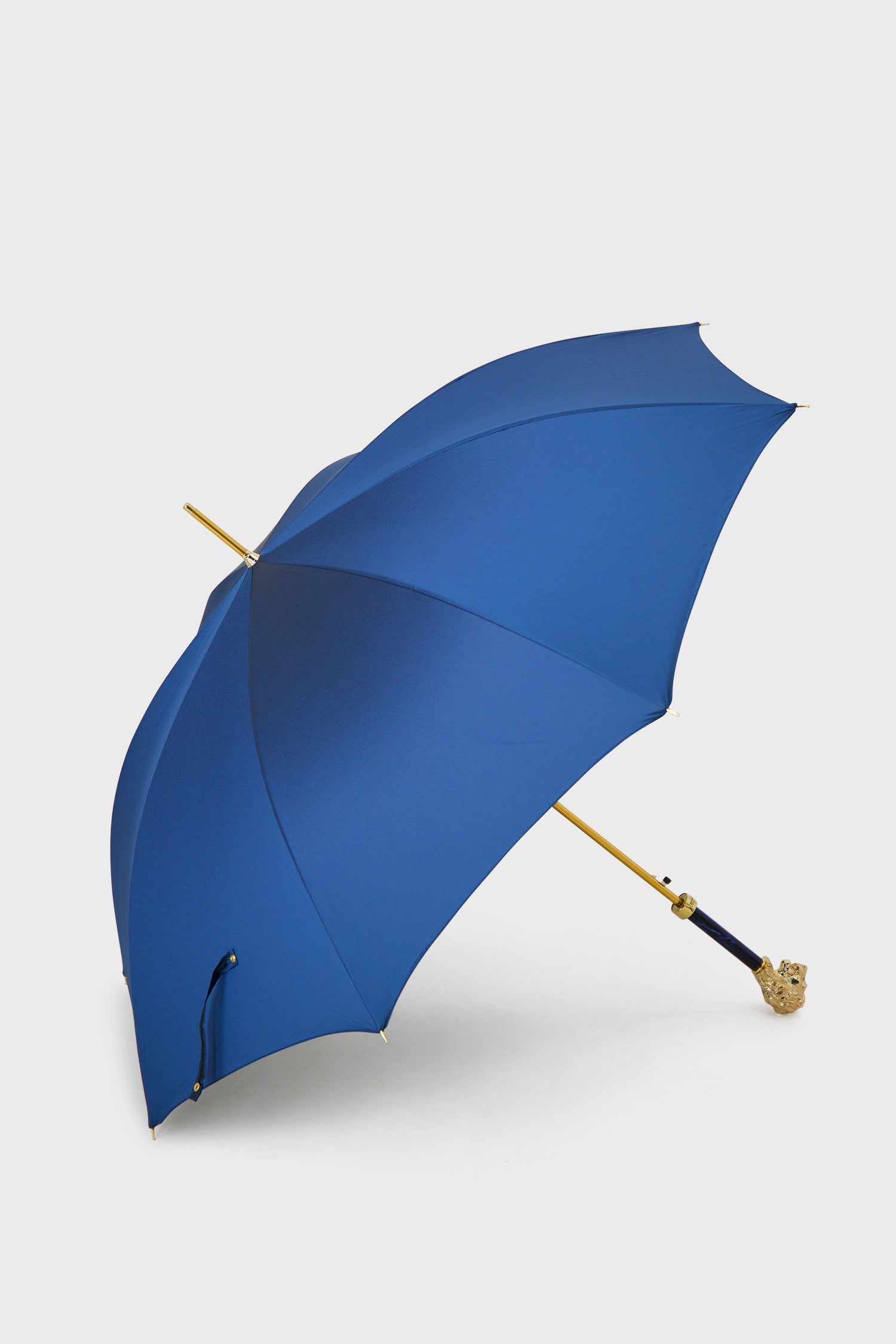 Pasotti Luxury Blue & Gold Lion Handle Umbrella - Windproof & Waterproof for Men & Women - Perfect for Outdoor Events, Weddings & Fashion Accessories
