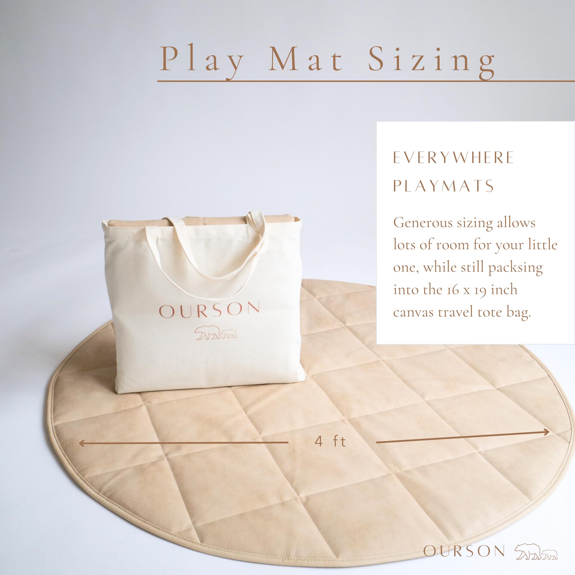 Vegan Leather Quilted Travel & Play Mat - Non-Toxic Padded Floor Mat for Yoga, Gym, Camping & Baby Play - The Everywhere Mat in Chestnut Brown