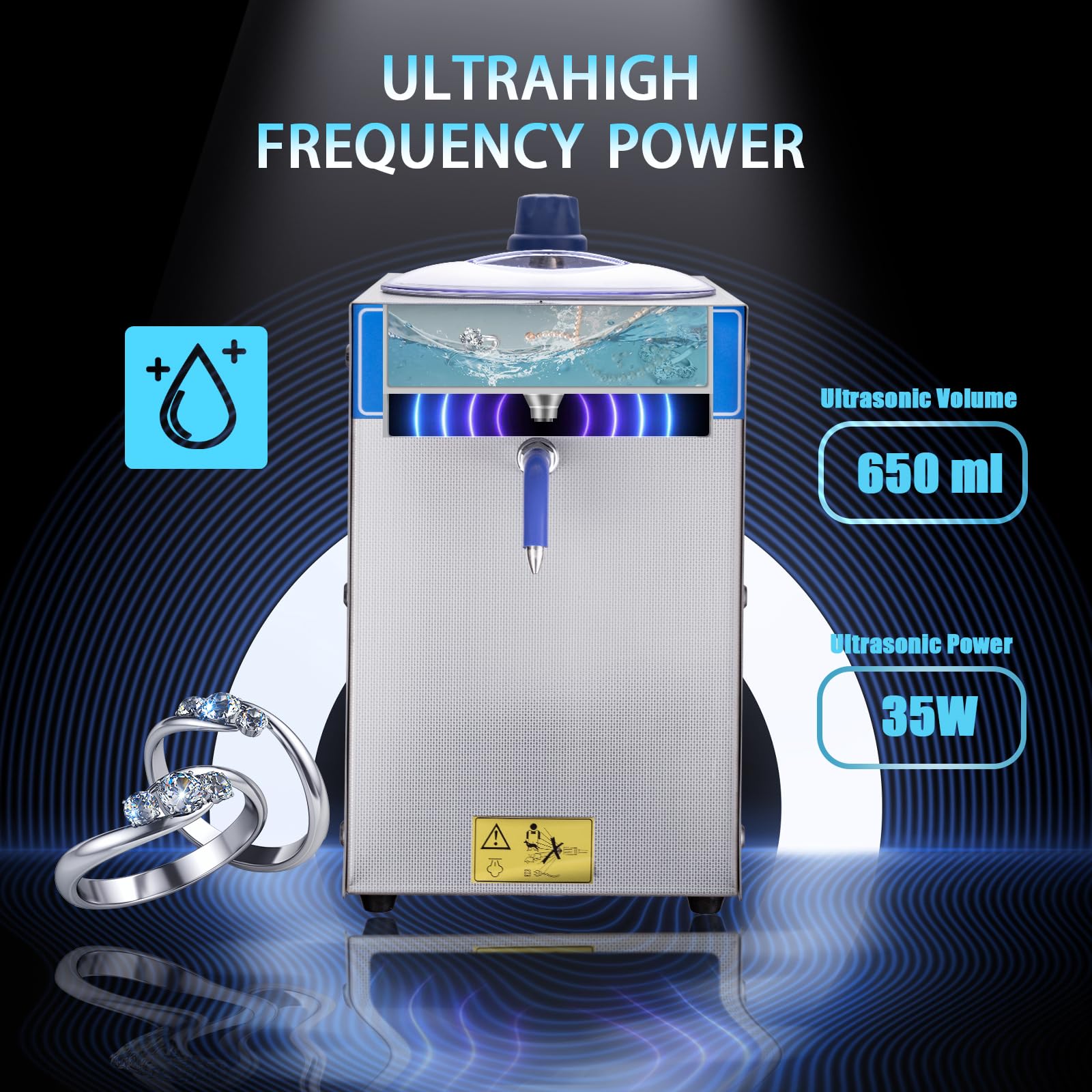 DZQ 2-in-1 Jewelry Steam & Ultrasonic Cleaner - 1200W Steamer & 35W Ultrasonic Cleaner for Gold, Silver Jewelry, Watches, Eyeglasses, Dentures - Professional Cleaning Solution for Home & Jewelry Stores