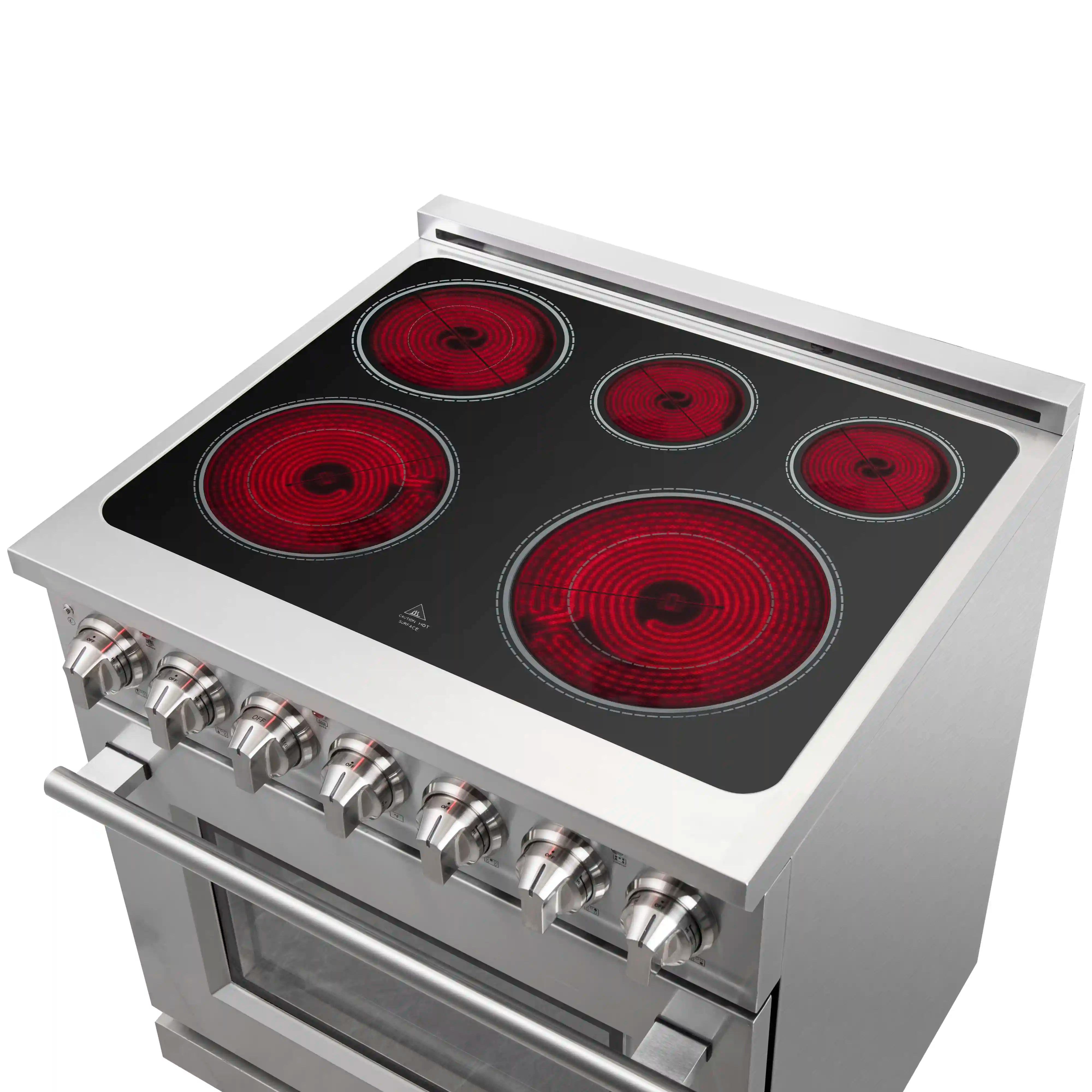 Forno Massimo 30 Inch Freestanding Electric Range - Stainless Steel Oven with 5 Burners & Convection (FFSEL6020 30) - Perfect for Home Kitchens & Small Restaurants