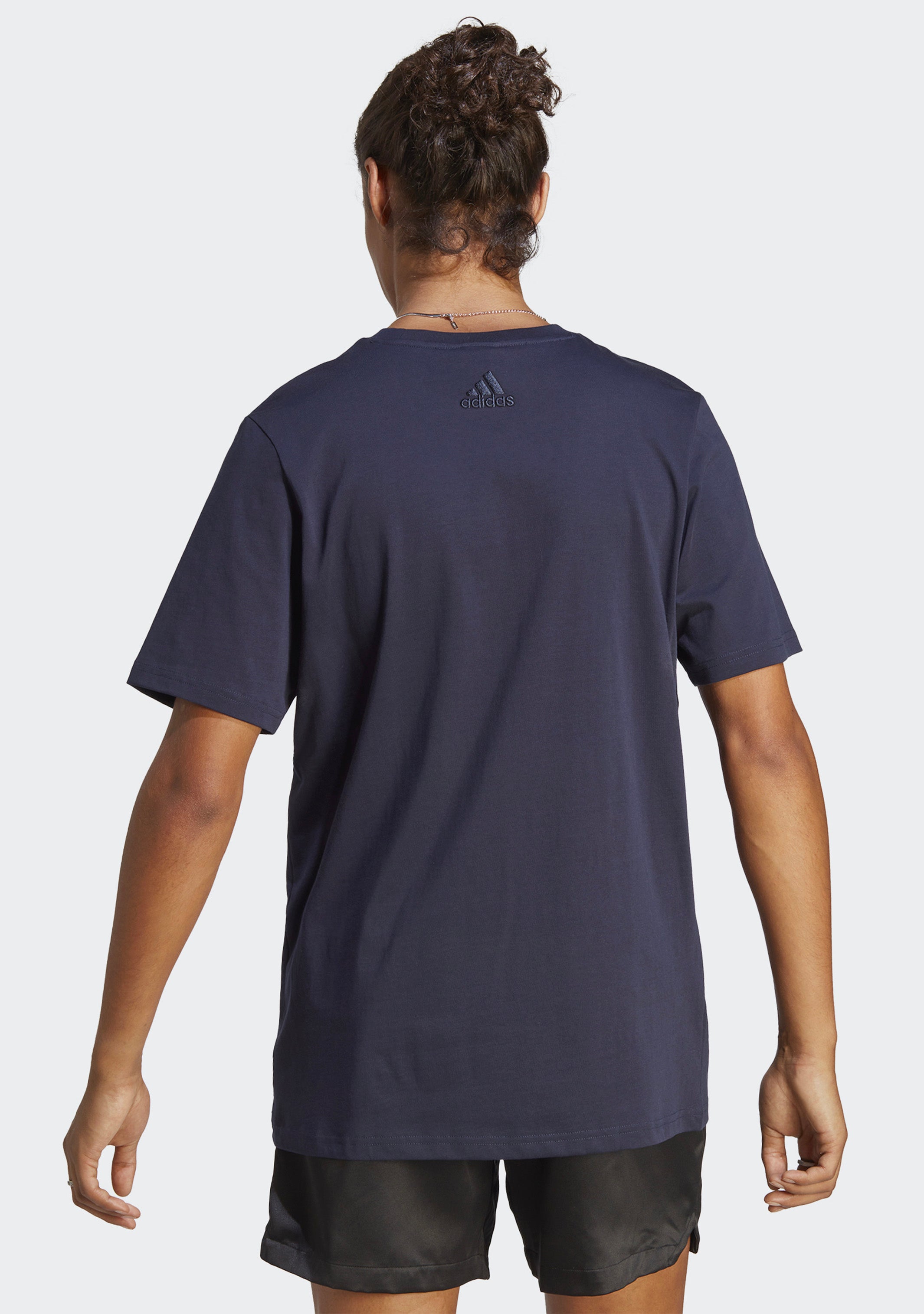 Adidas Men's Essentials Big Logo T-Shirt - Navy Blue Cotton Jersey Tee for Casual Wear, Gym & Everyday Outfits