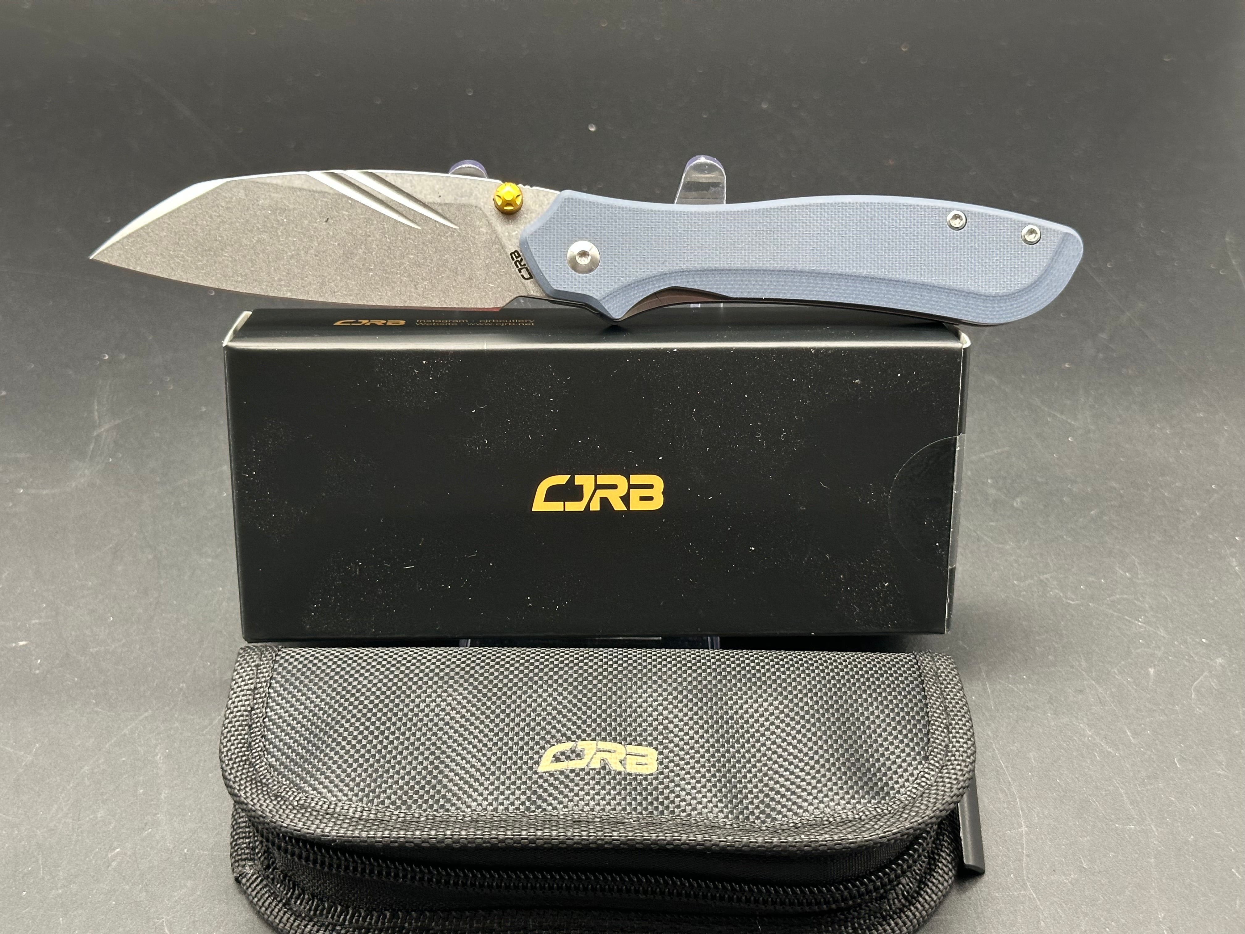 CJRB FUGLY Pocket Knife - Gray G10 Handle, AR-RPM9 Steel, Wharncliffe Plain Edge Blade - EDC, Outdoor, Camping & Everyday Carry