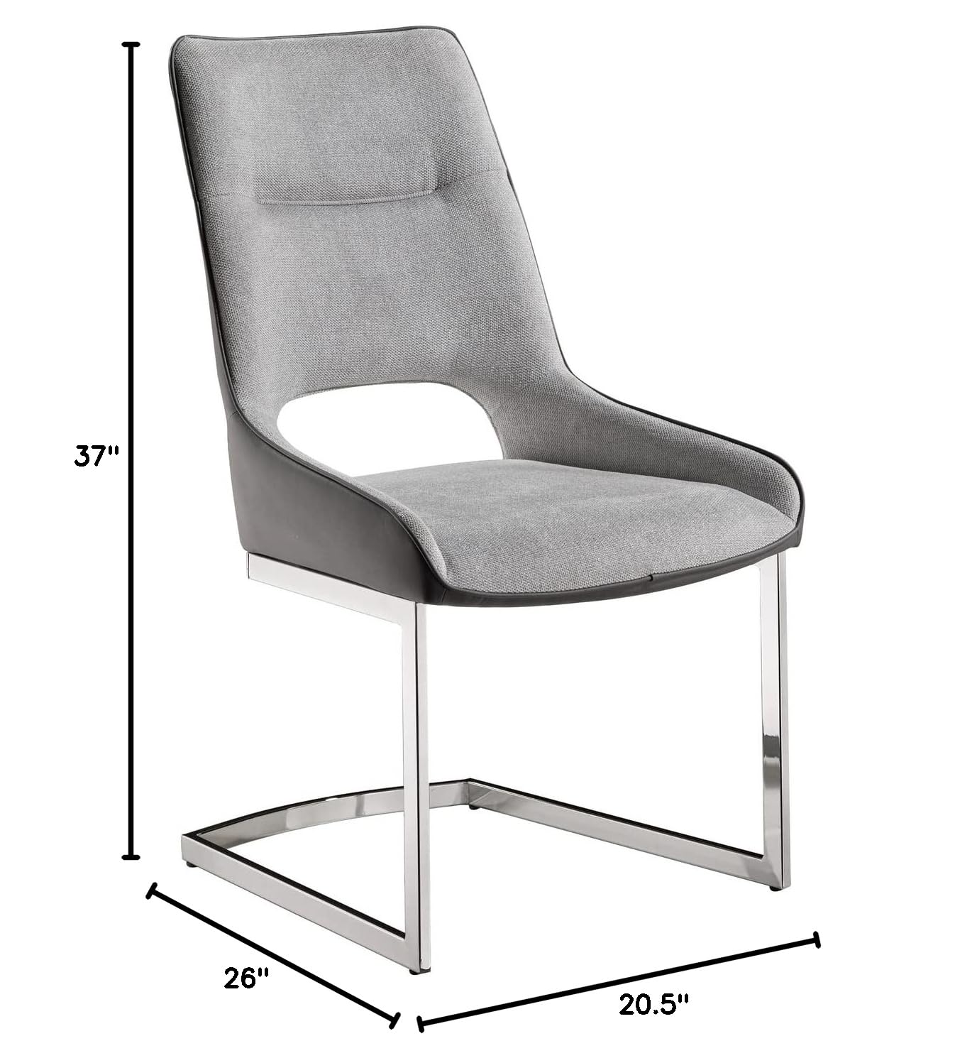 Premium Gray Leather Dining Chairs with Metal Frame - Set of 2 Modern Kitchen Chairs for Dining Room, Restaurant & Home Decor