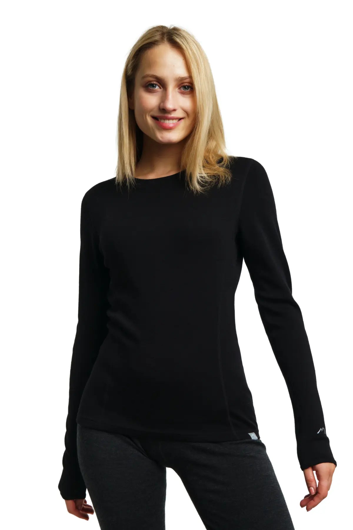 Premium Women's Merino Wool Long Sleeve Shirt - 250 GSM Thermal Base Layer for Hiking, Skiing & Winter Outdoor Activities - Black