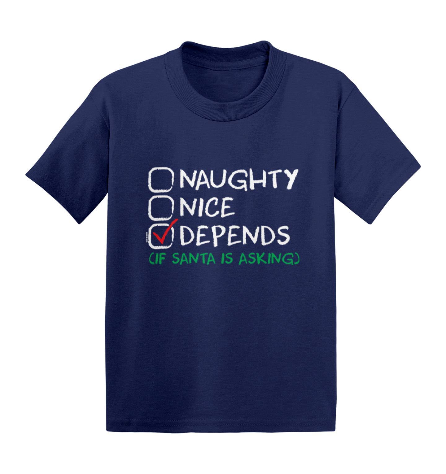 Funny Naughty Nice Santa Baby Cotton T-Shirt - Cute Infant Toddler Christmas Outfit for Holiday Photos & Family Gatherings