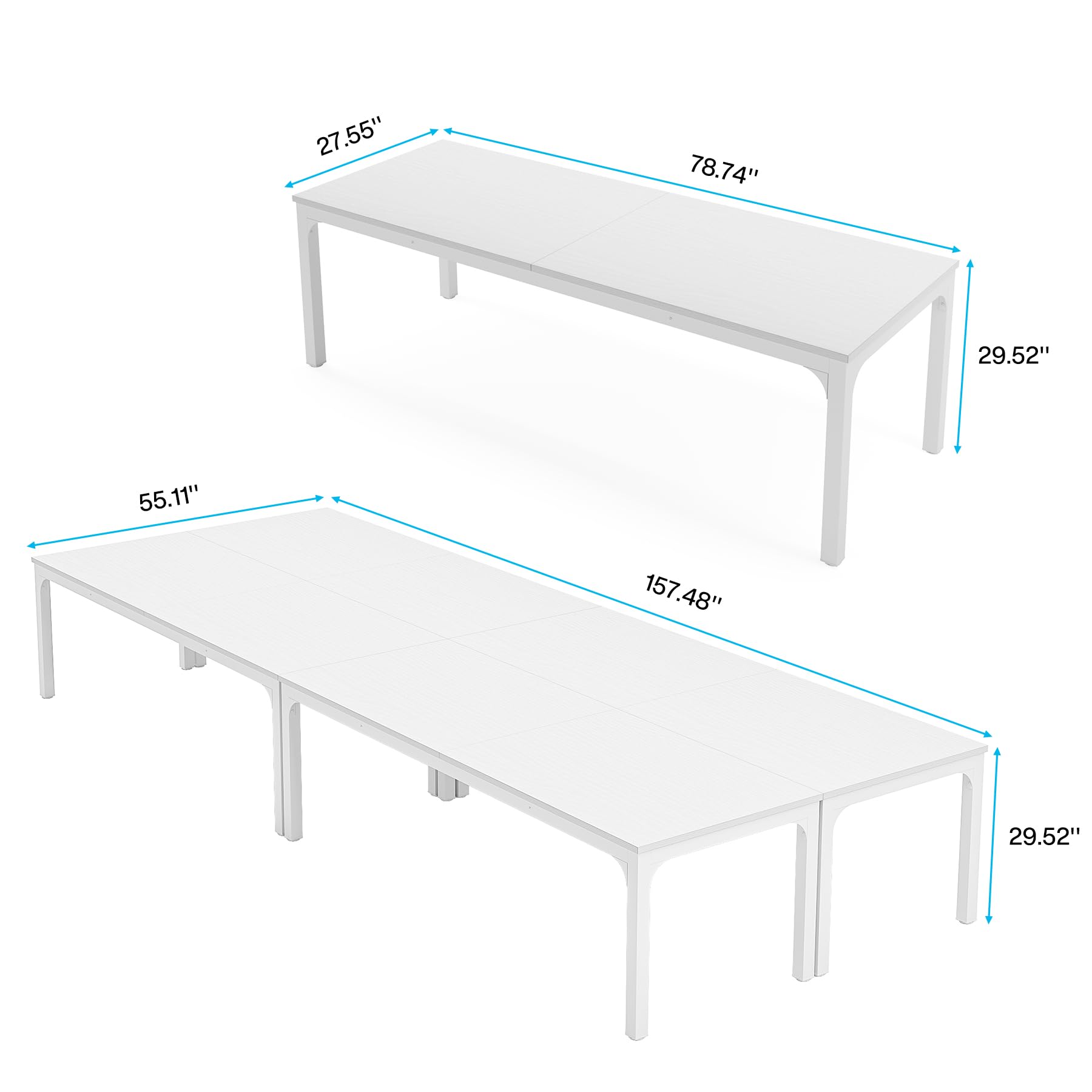 13FT Conference Room Table - Large Rectangle Meeting & Seminar Table for 12-17 People - Extra Long Office Business Table - Perfect for Boardrooms, Team Meetings & Corporate Events