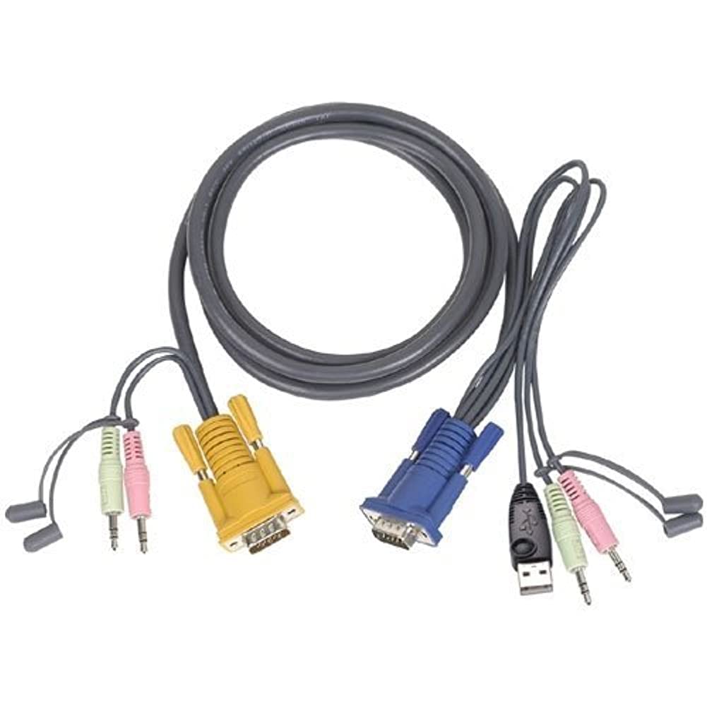 IOGEAR Micro-Lite Bonded All-in-One USB KVM Cable - 15ft (4.5m) for Computer Switching - USB 2.0 KVM Switch Cable - Model G2L5305U - Perfect for Home Office, Server Rooms & Multi-PC Workstations